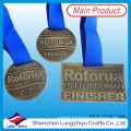 Custom Medal with Antique Silver Plated, Cut out Design Metal Rectangular Cycling Sports Medal